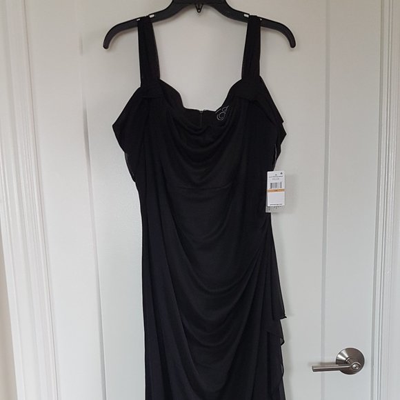 NWT Alex Evenings Woman Long Black Sleeveless Evening Dress 16W - Picture 1 of 6